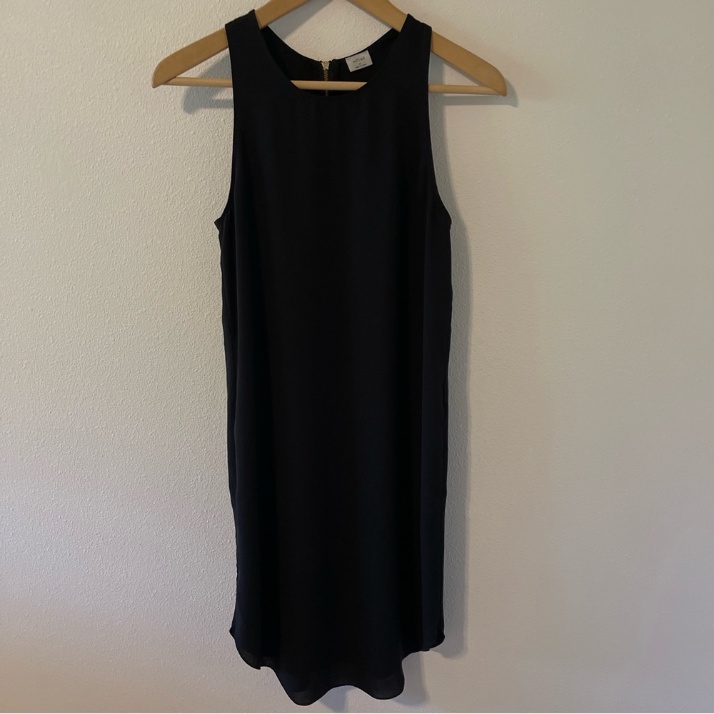 Aritzia Wilfred Sebatier Little Black Dress Exposed Rear Zipper Sleeveless-XS